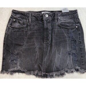 GUESS women’s black distressed denim mini skirt Size Medium 90’s theme